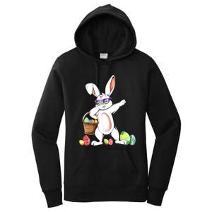 Cute Easter Dabbing Bunny Rabbit With Easter Eggs Women's Pullover Hoodie