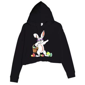 Cute Easter Dabbing Bunny Rabbit With Easter Eggs Crop Fleece Hoodie