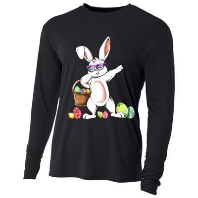 Cute Easter Dabbing Bunny Rabbit With Easter Eggs Cooling Performance Long Sleeve Crew