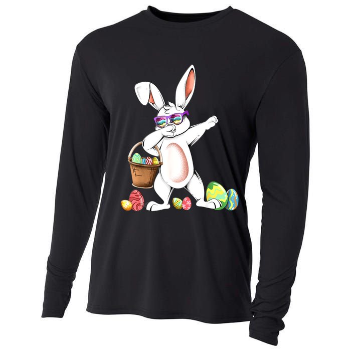 Cute Easter Dabbing Bunny Rabbit With Easter Eggs Cooling Performance Long Sleeve Crew