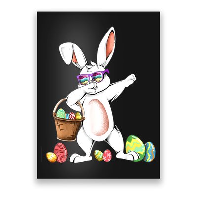 Cute Easter Dabbing Bunny Rabbit With Easter Eggs Poster