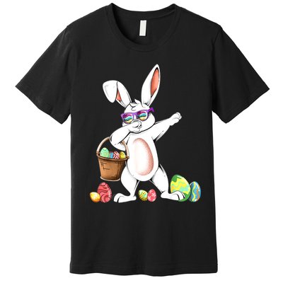 Cute Easter Dabbing Bunny Rabbit With Easter Eggs Premium T-Shirt