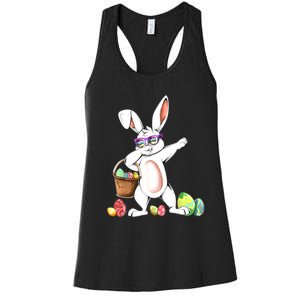 Cute Easter Dabbing Bunny Rabbit With Easter Eggs Women's Racerback Tank