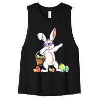 Cute Easter Dabbing Bunny Rabbit With Easter Eggs Women's Racerback Cropped Tank