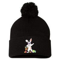 Cute Easter Dabbing Bunny Rabbit With Easter Eggs Pom Pom 12in Knit Beanie