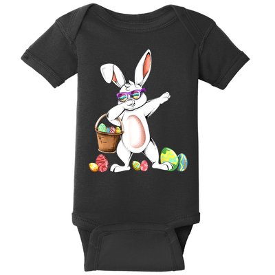 Cute Easter Dabbing Bunny Rabbit With Easter Eggs Baby Bodysuit