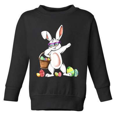 Cute Easter Dabbing Bunny Rabbit With Easter Eggs Toddler Sweatshirt