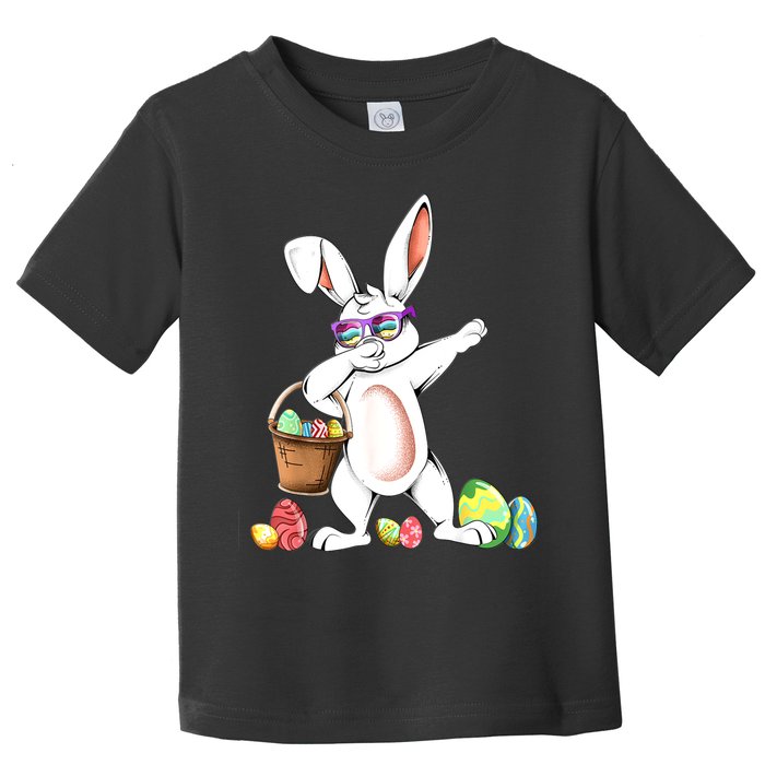 Cute Easter Dabbing Bunny Rabbit With Easter Eggs Toddler T-Shirt