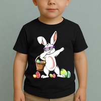 Cute Easter Dabbing Bunny Rabbit With Easter Eggs Toddler T-Shirt
