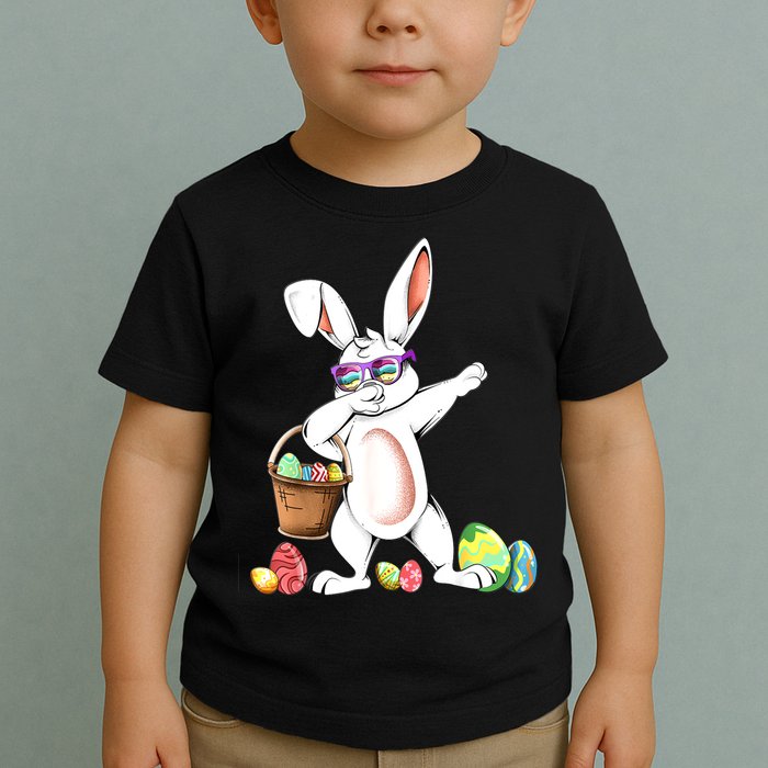 Cute Easter Dabbing Bunny Rabbit With Easter Eggs Toddler T-Shirt