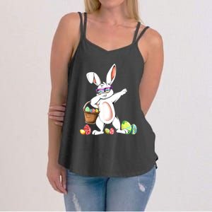 Cute Easter Dabbing Bunny Rabbit With Easter Eggs Women's Strappy Tank