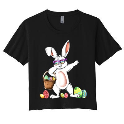 Cute Easter Dabbing Bunny Rabbit With Easter Eggs Crop Top