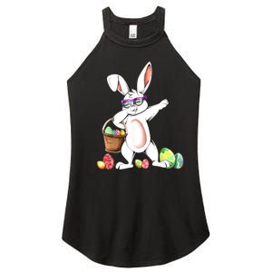 Cute Easter Dabbing Bunny Rabbit With Easter Eggs Women's Perfect Tri Rocker Tank