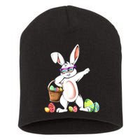 Cute Easter Dabbing Bunny Rabbit With Easter Eggs Short Acrylic Beanie