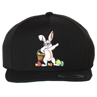 Cute Easter Dabbing Bunny Rabbit With Easter Eggs Wool Snapback Cap