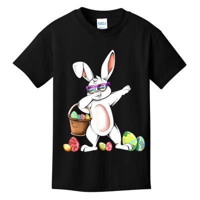 Cute Easter Dabbing Bunny Rabbit With Easter Eggs Kids T-Shirt