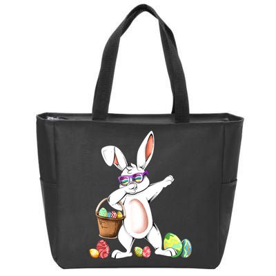 Cute Easter Dabbing Bunny Rabbit With Easter Eggs Zip Tote Bag