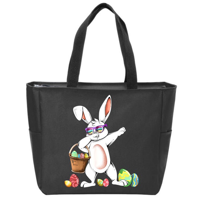 Cute Easter Dabbing Bunny Rabbit With Easter Eggs Zip Tote Bag