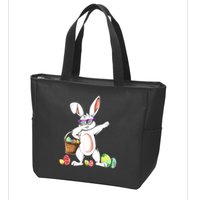 Cute Easter Dabbing Bunny Rabbit With Easter Eggs Zip Tote Bag