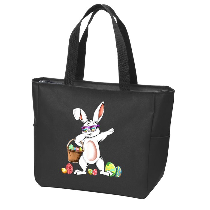 Cute Easter Dabbing Bunny Rabbit With Easter Eggs Zip Tote Bag