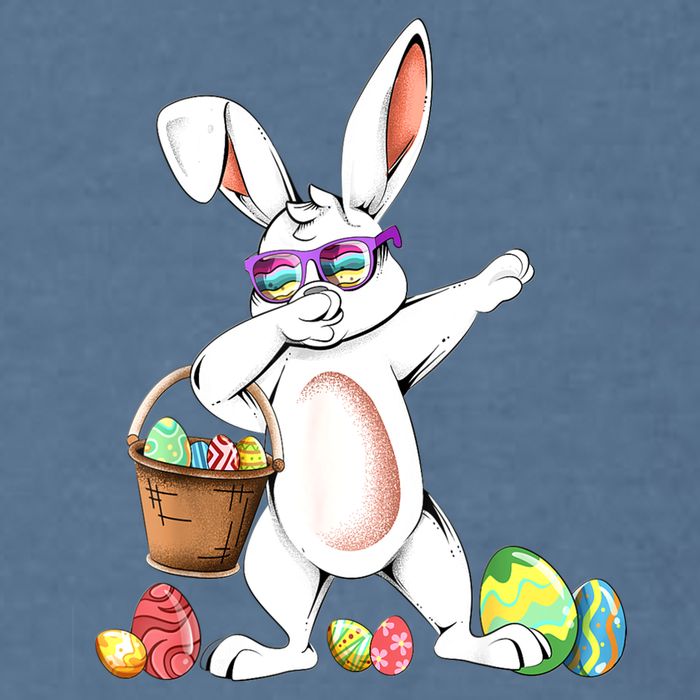 Cute Easter Dabbing Bunny Rabbit With Easter Eggs Garment-Dyed Sweatshirt