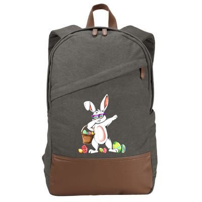 Cute Easter Dabbing Bunny Rabbit With Easter Eggs Cotton Canvas Backpack