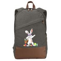 Cute Easter Dabbing Bunny Rabbit With Easter Eggs Cotton Canvas Backpack