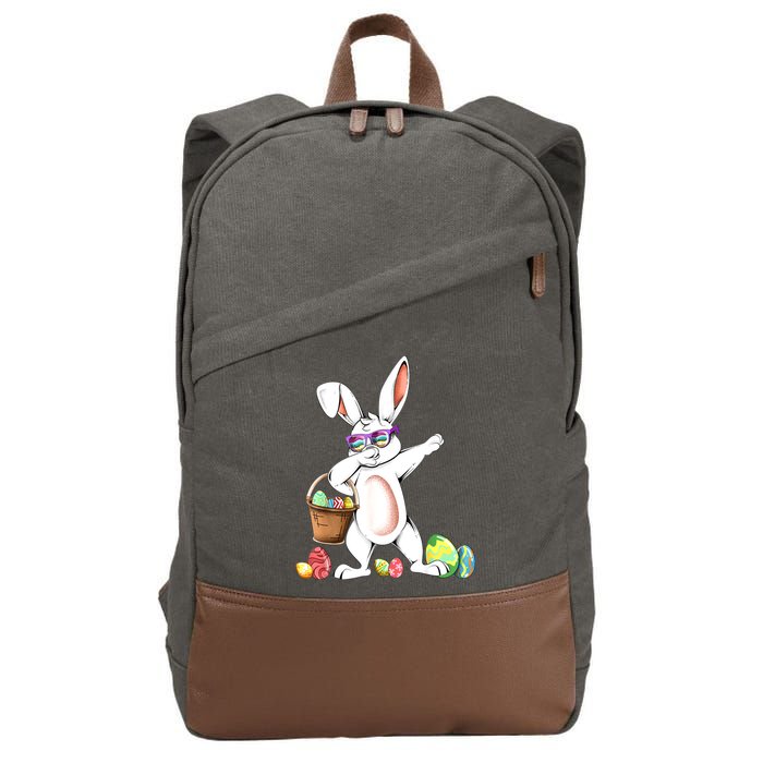 Cute Easter Dabbing Bunny Rabbit With Easter Eggs Cotton Canvas Backpack