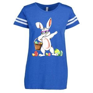 Cute Easter Dabbing Bunny Rabbit With Easter Eggs Enza Ladies Jersey Football T-Shirt