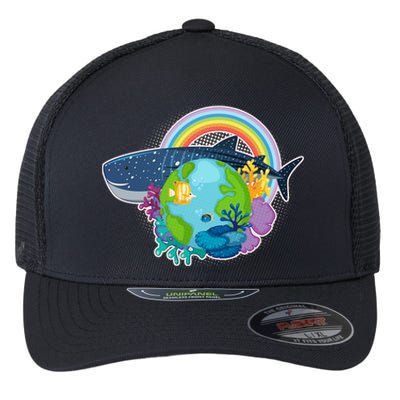 Colorful Earth Day Ocean Sea Life Flexfit Unipanel Trucker Cap