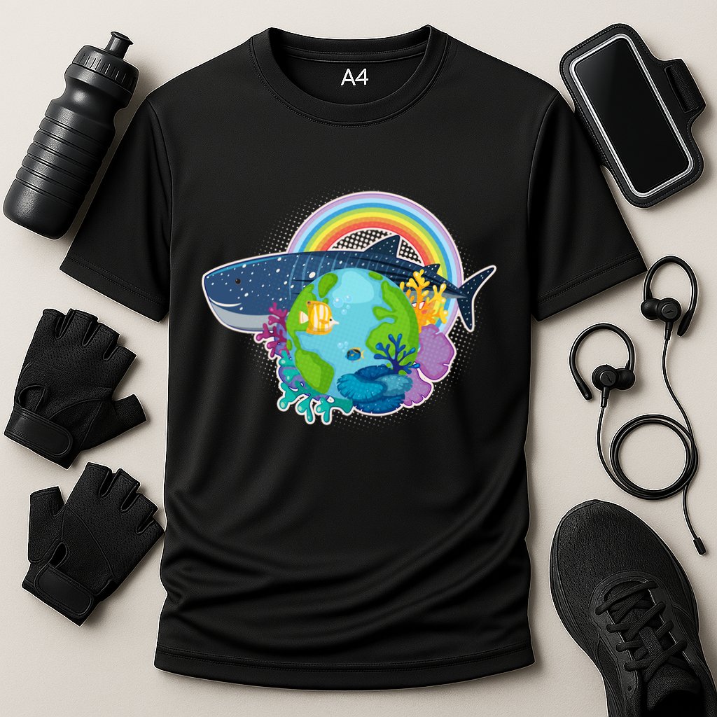 Colorful Earth Day Ocean Sea Life Cooling Performance Crew T-Shirt