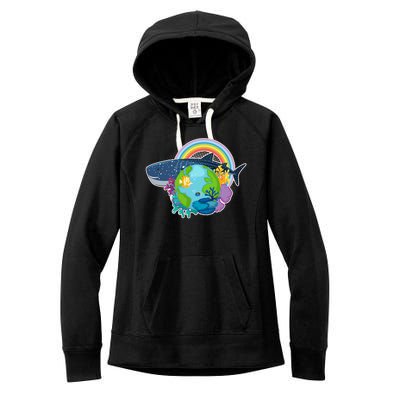 Colorful Earth Day Ocean Sea Life Women's Fleece Hoodie