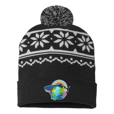 Colorful Earth Day Ocean Sea Life USA-Made Snowflake Beanie