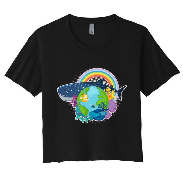Colorful Earth Day Ocean Sea Life Crop Top