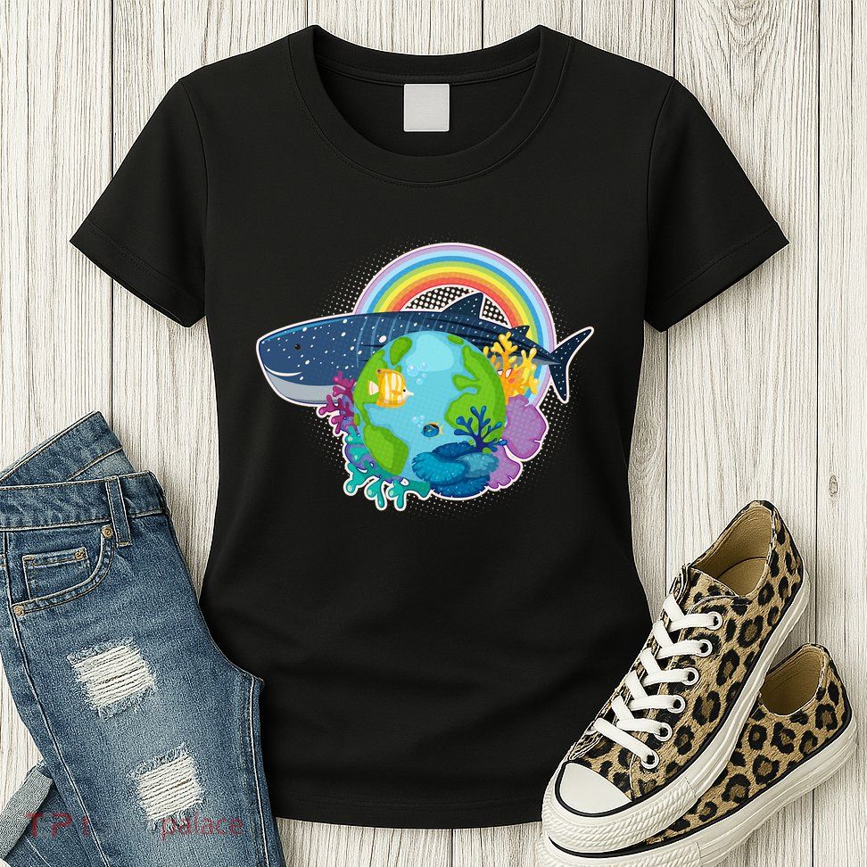 Colorful Earth Day Ocean Sea Life Womens T-Shirt