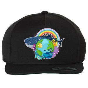 Colorful Earth Day Ocean Sea Life Wool Snapback Cap