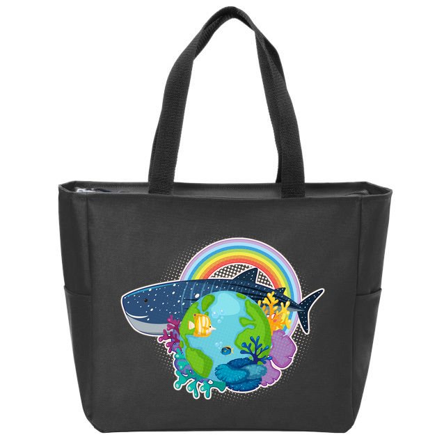 Colorful Earth Day Ocean Sea Life Zip Tote Bag