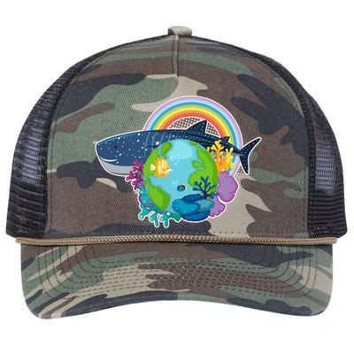 Colorful Earth Day Ocean Sea Life Retro Rope Trucker Hat Cap