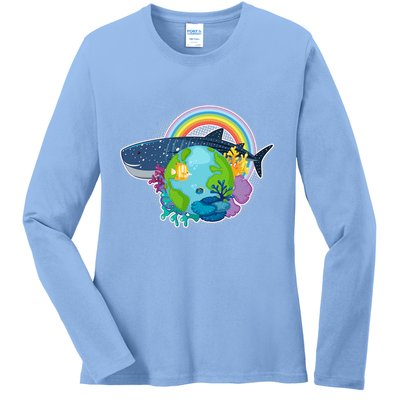 Colorful Earth Day Ocean Sea Life Ladies Long Sleeve Shirt