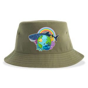 Colorful Earth Day Ocean Sea Life Sustainable Bucket Hat