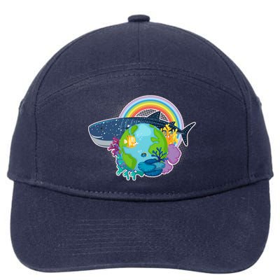 Colorful Earth Day Ocean Sea Life 7-Panel Snapback Hat