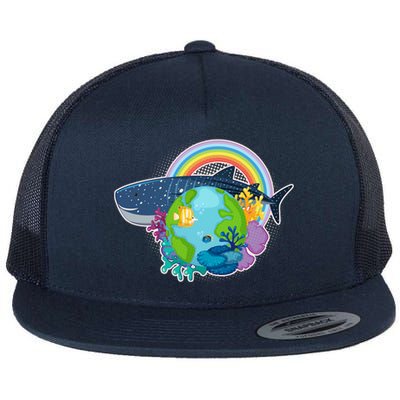 Colorful Earth Day Ocean Sea Life Flat Bill Trucker Hat