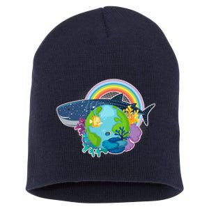 Colorful Earth Day Ocean Sea Life Short Acrylic Beanie