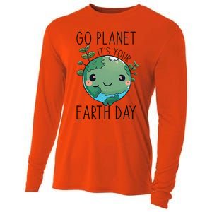 Cute Earth Day Go Planet Earth Day Cooling Performance Long Sleeve Crew