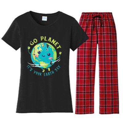 Cute Earth Day Women's Flannel Pajama Set