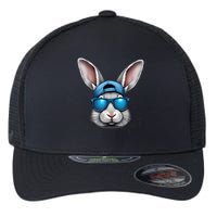 Cool Easter Day Bunny Face With Sunglasses  Flexfit Unipanel Trucker Cap