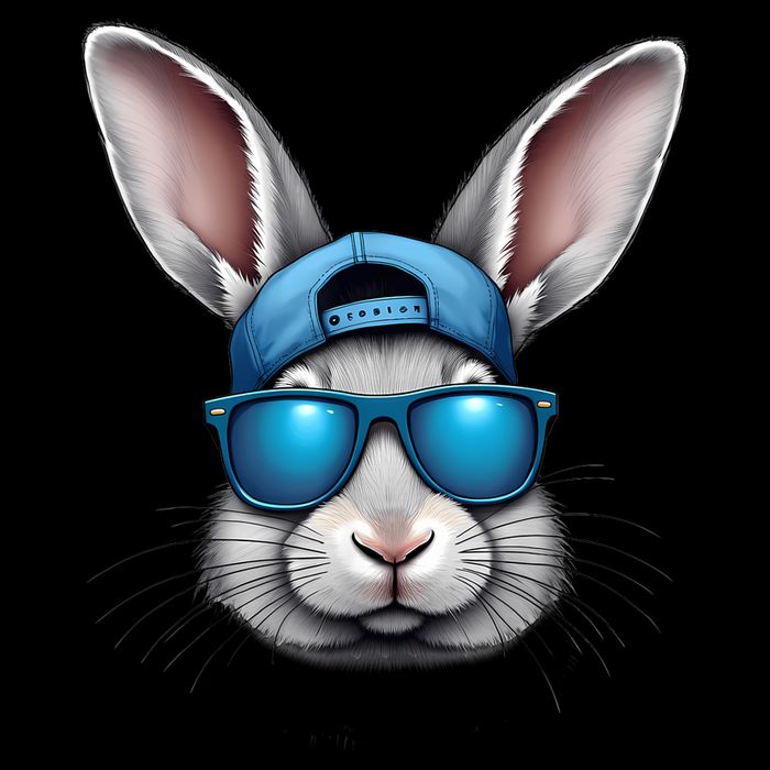 Cool Easter Day Bunny Face With Sunglasses  Flexfit Unipanel Trucker Cap