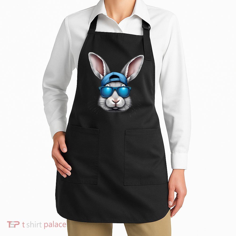 Cool Easter Day Bunny Face With Sunglasses  Apron