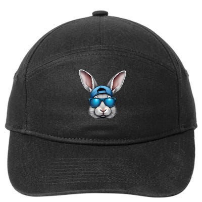 Cool Easter Day Bunny Face With Sunglasses  7-Panel Snapback Hat