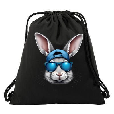 Cool Easter Day Bunny Face With Sunglasses  Drawstring Bag